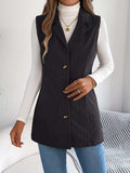 Button-Front Longline Vest Coat - Trendsi - Flyclothing LLC