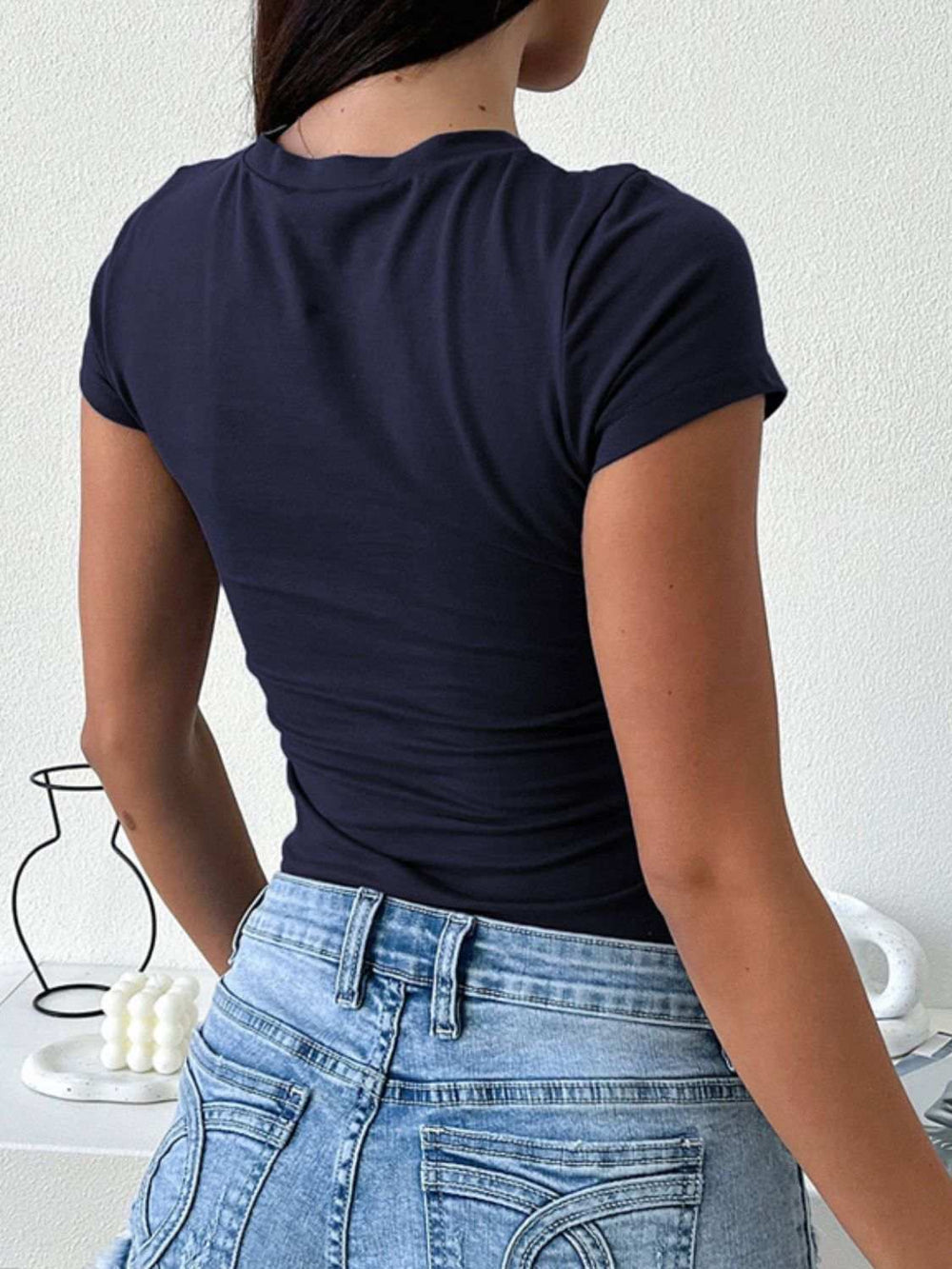 Devine Star Round Neck Short Sleeve T-Shirt - Trendsi - Flyclothing LLC