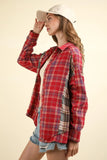 VERY J Contrast Plaid Raw Detail Shirt - Trendsi