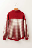 Stripe Johnny Collar Drop Shoulder Sweatshirt - Trendsi - Flyclothing LLC