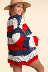 Haptics Full Size Open Front Long Sleeve Stripe Cardigan - Trendsi