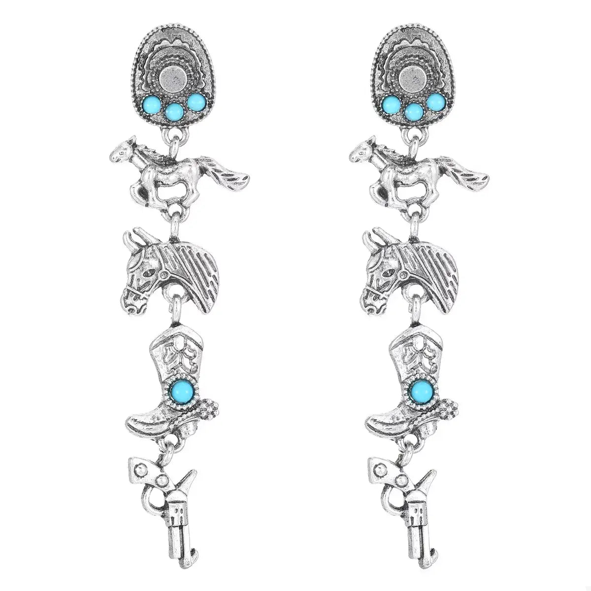 Western Style Turquoise Accent Earrings - Trendsi - Flyclothing LLC