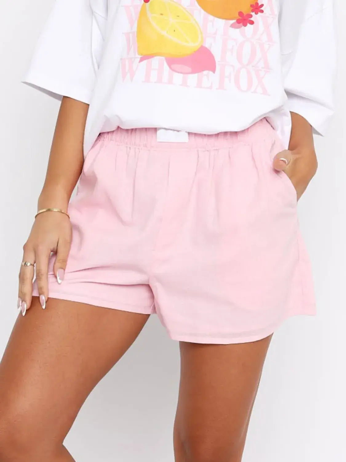 Elastic Waist Shorts - Trendsi - Flyclothing LLC