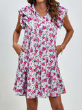 Tied Floral Cap Sleeve Mini Dress - Trendsi - Flyclothing LLC