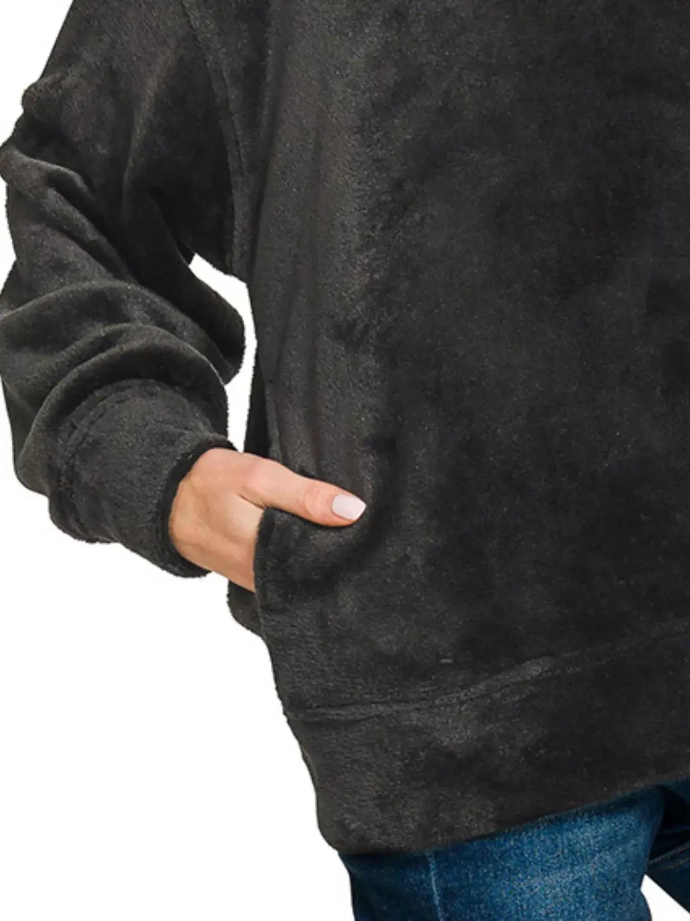 Zenana Faux Fur Half Zip Pocket Pullover - Trendsi - Flyclothing LLC
