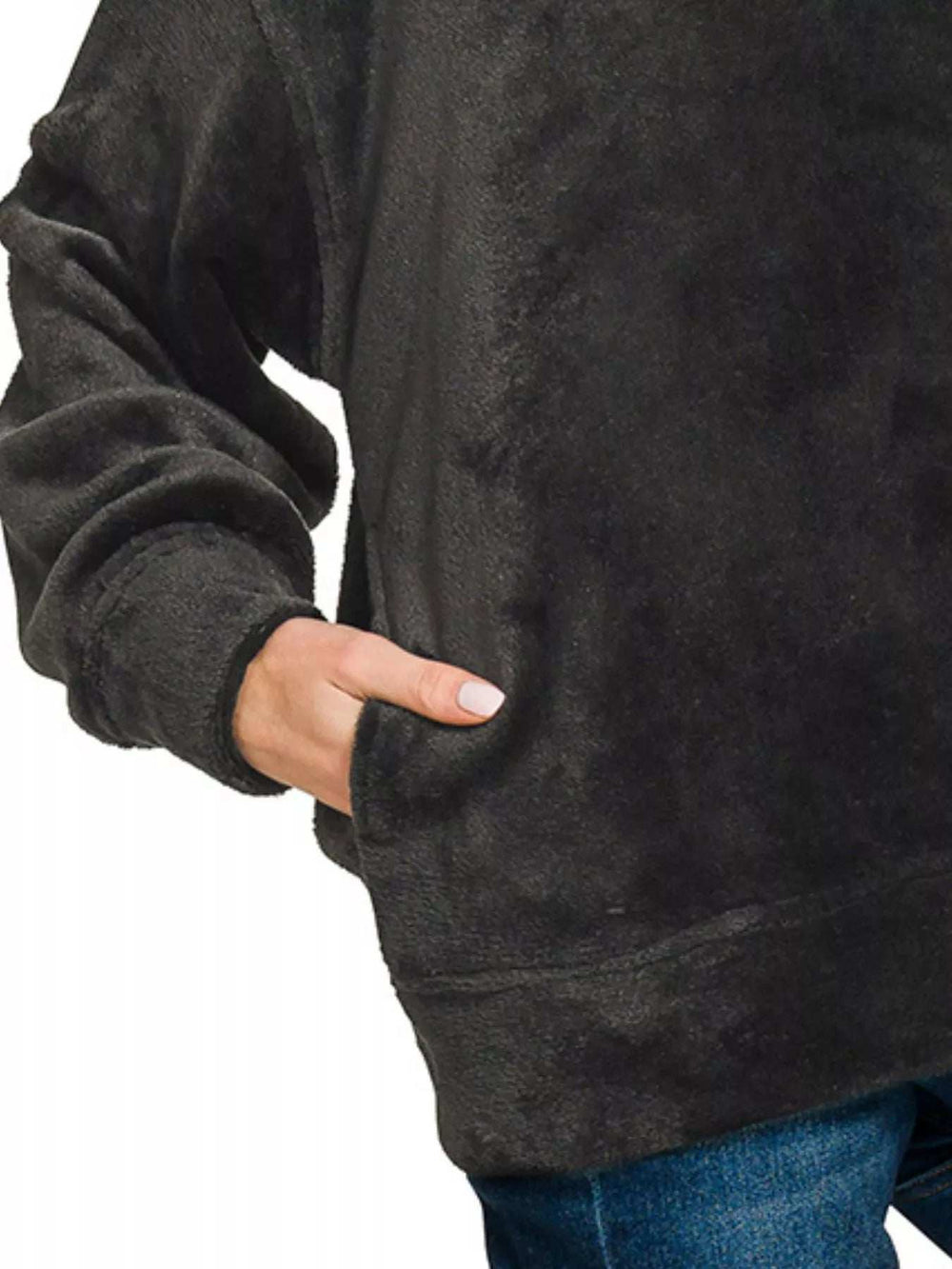 Zenana Faux Fur Half Zip Pocket Pullover - Trendsi - Flyclothing LLC