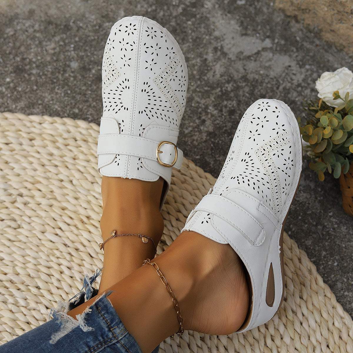 Suede Round Toe Wedge Sandals - Trendsi - Flyclothing LLC