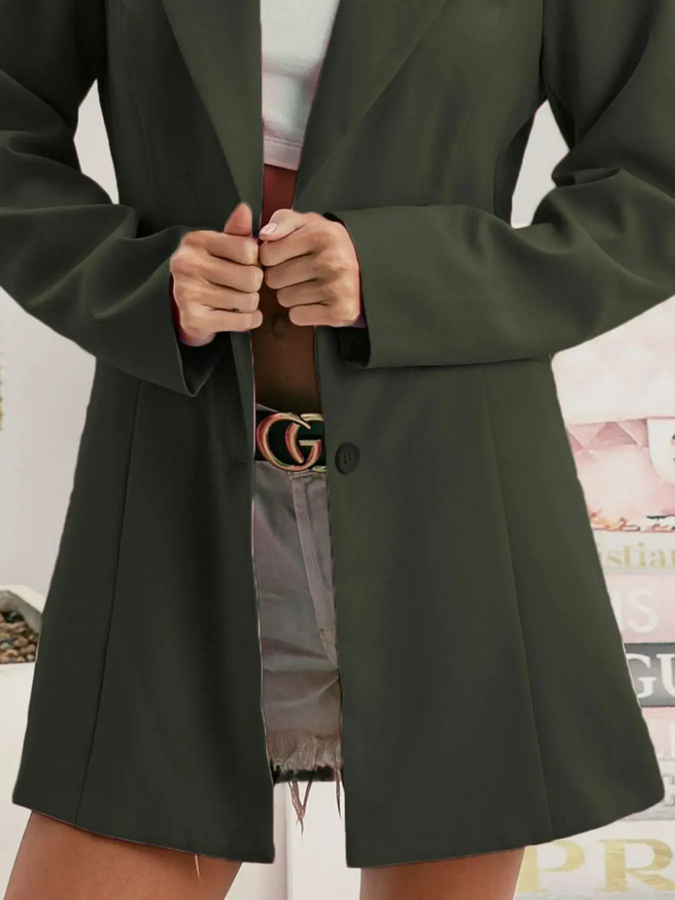 BiBi Single Breasted Peaked Lapel Blazer - Trendsi - Flyclothing LLC