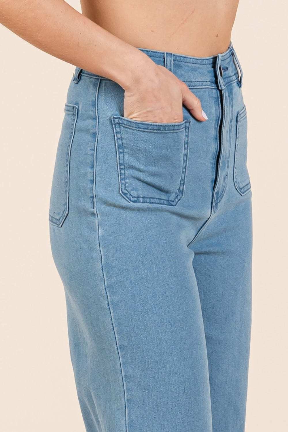 Mittoshop High Waist Wide Leg Jeans - Trendsi - Flyclothing LLC