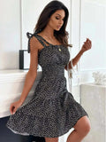 Polka Dot Square Neck Mini Cami Dress - Trendsi - Flyclothing LLC
