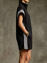 Striped Zip Front Short Sleeve Romper - Trendsi - Flyclothing LLC
