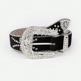 PU Leather Inlaid Rhinestone Belt - Trendsi