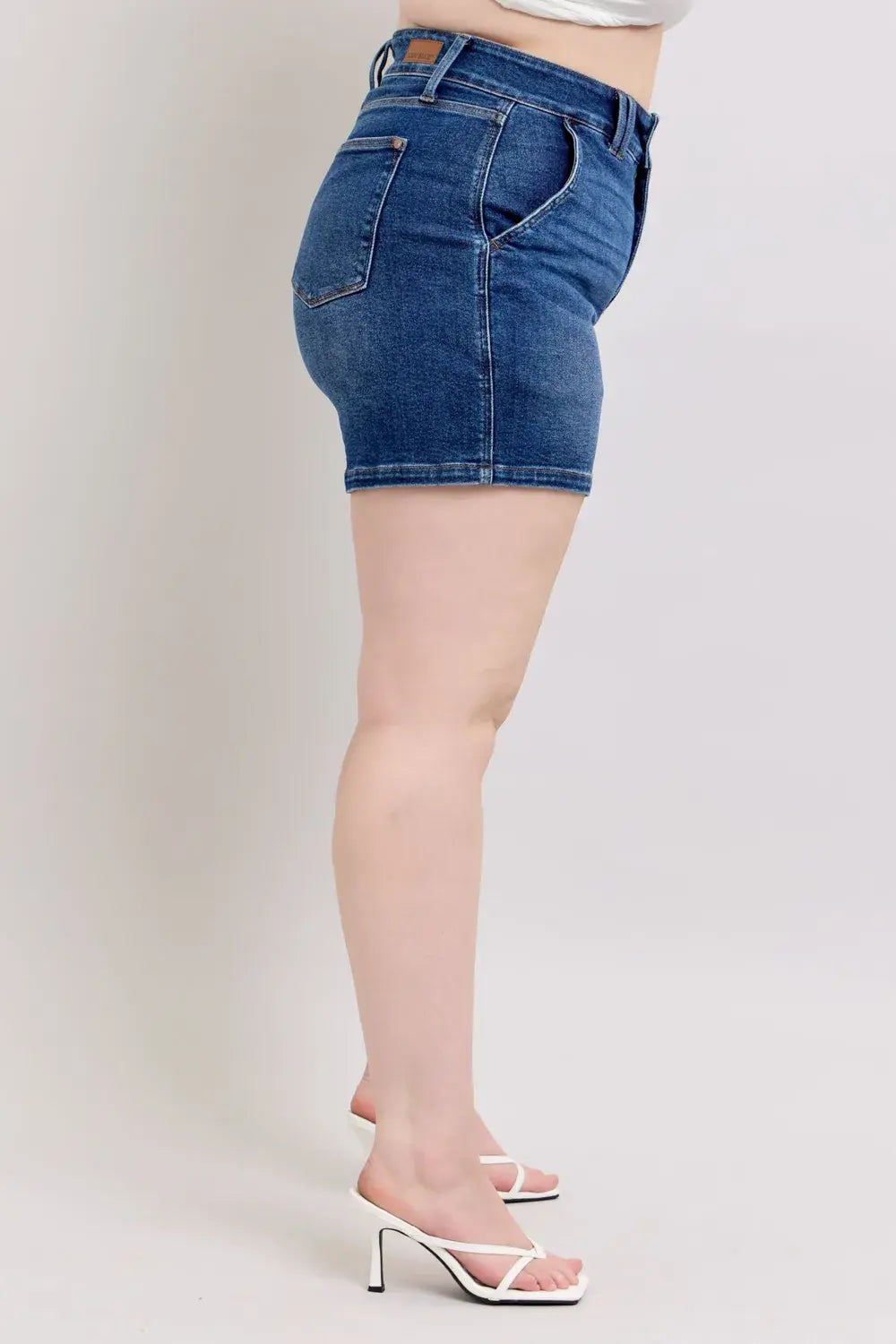 Judy Blue Full Size Double Button Waistband Denim Shorts Plus Size - Trendsi - Flyclothing LLC