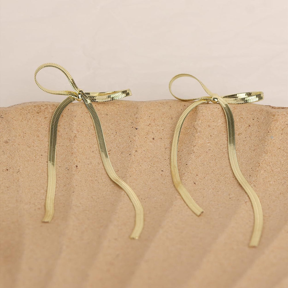 Stainless Steel Bow Bar Earrings - Trendsi