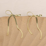 Stainless Steel Bow Bar Earrings - Trendsi