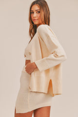 MABLE 3 Pieces Sweater Set with Crop Cami, Mini Skirt, Cardigan - Trendsi