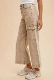 Annie Wear Raw Hem Wide Leg Jeans with Cargo Pockets - Trendsi