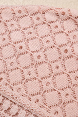 Lace Patchwork Waffle Short Sleeve Knit Top - Trendsi - Flyclothing LLC