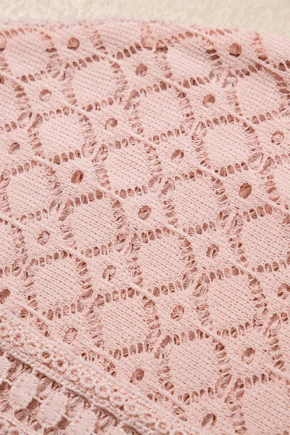 Lace Patchwork Waffle Short Sleeve Knit Top - Trendsi - Flyclothing LLC