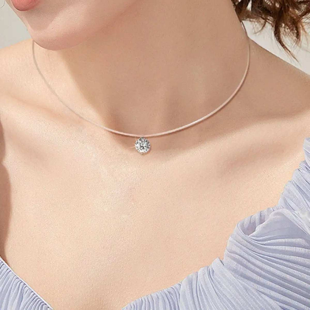 1 Carat Moissanite 925 Sterling Silver Necklace - Trendsi - Flyclothing LLC