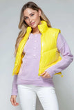 Snobbish Zip Up Turtleneck Shiny Quilted Vest - Trendsi - Flyclothing LLC