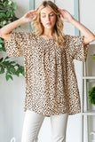 Heimish Full Size Animal Print Flutter Sleeve Blouse - Trendsi