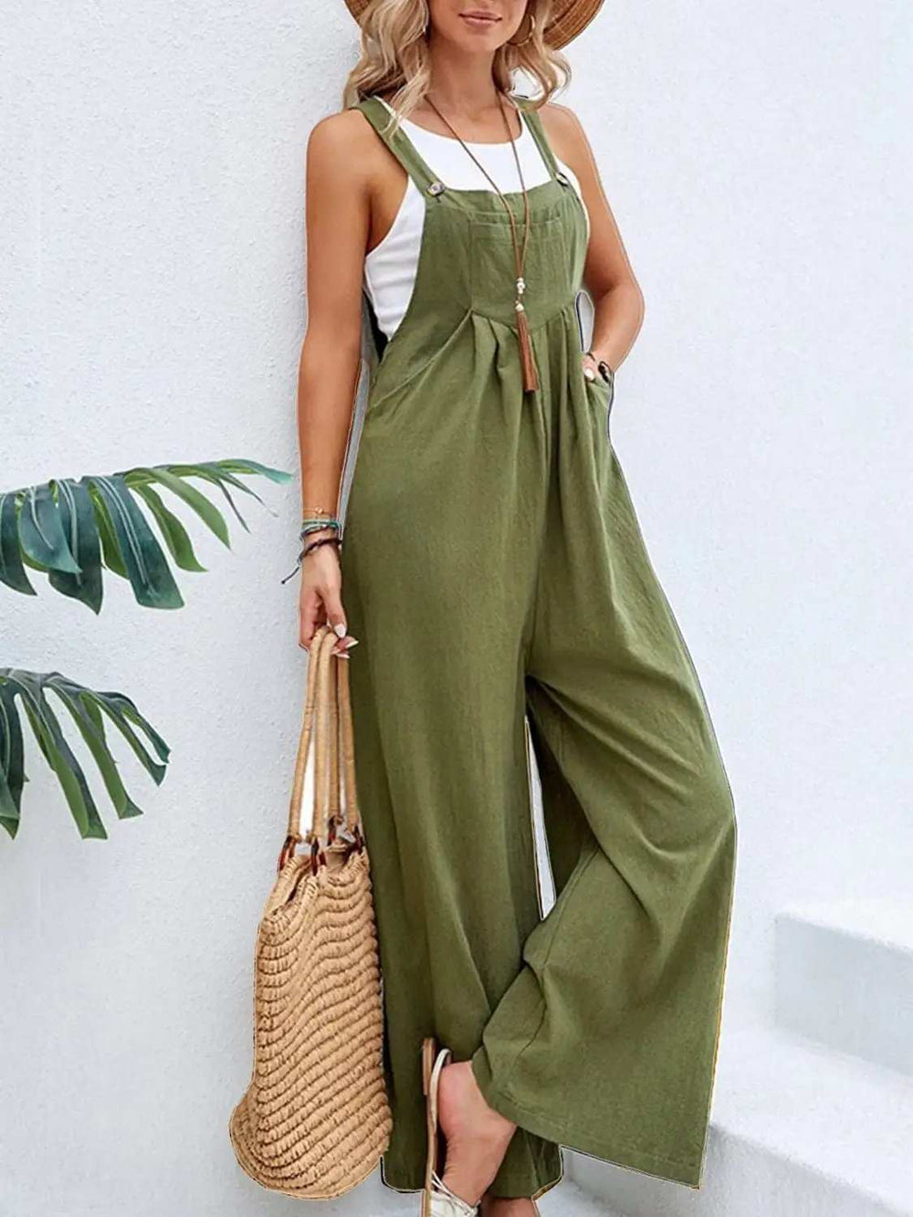 Full Size Square Neck Wide Strap Overalls - Trendsi - Flyclothing LLC