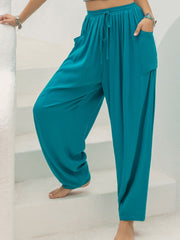 Drawstring Wide Leg Pants with Pockets - Trendsi
