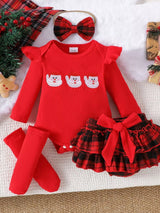 Children's Christmas Ruffle Trim 4-Piece Set - Trendsi - Flyclothing LLC