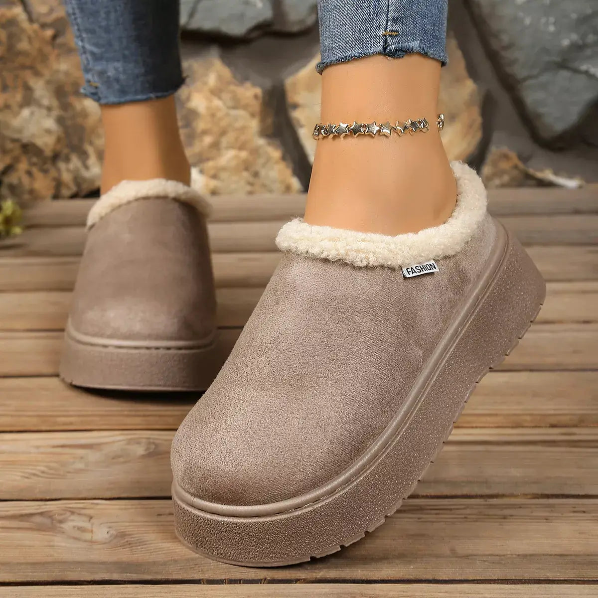 Plush Lined Platform Boots - Trendsi - Flyclothing LLC
