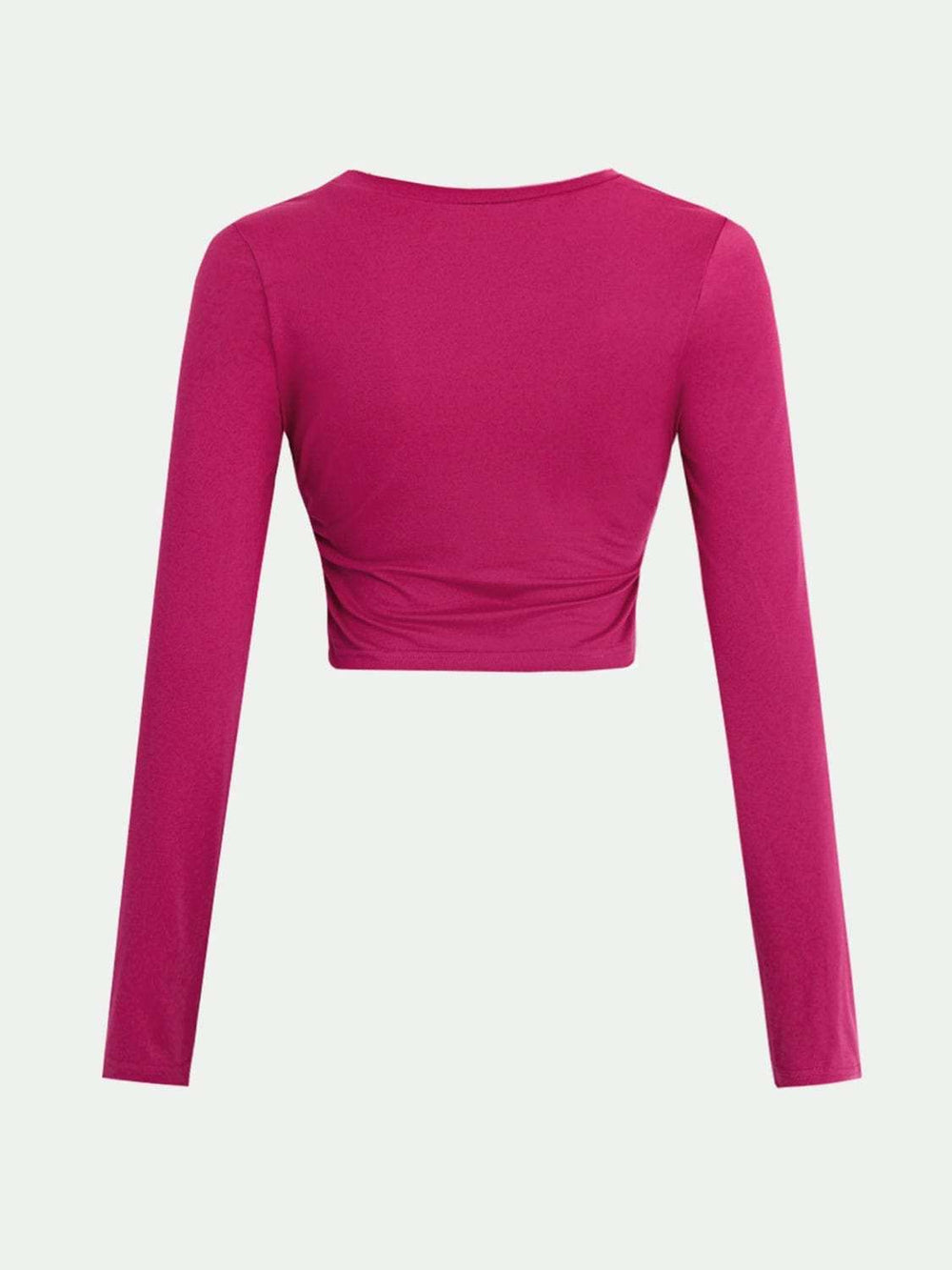 Round Neck Long Sleeve Cropped T-Shirt - Trendsi - Flyclothing LLC