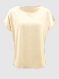 Round Neck Short Sleeve T-Shirt - Trendsi - Flyclothing LLC