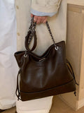 Chain Strap Faux Leather Tote Bag - Trendsi - Flyclothing LLC