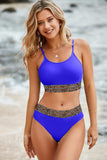 Leopard Trim Scoop Neck Bikini Set - Trendsi - Flyclothing LLC