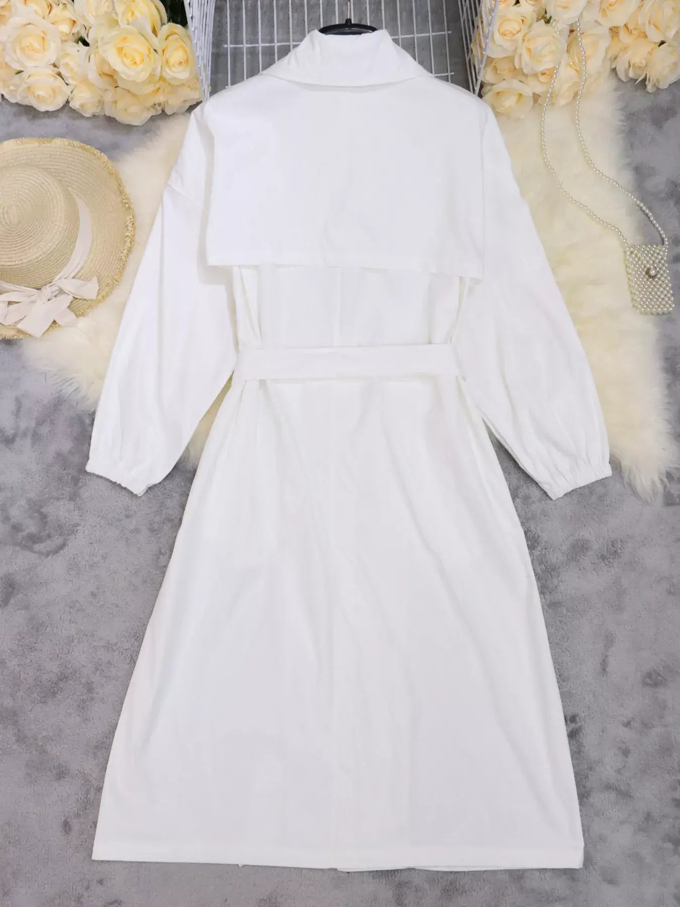 Tie Waist Midi Shirt Dress - Trendsi - Flyclothing LLC