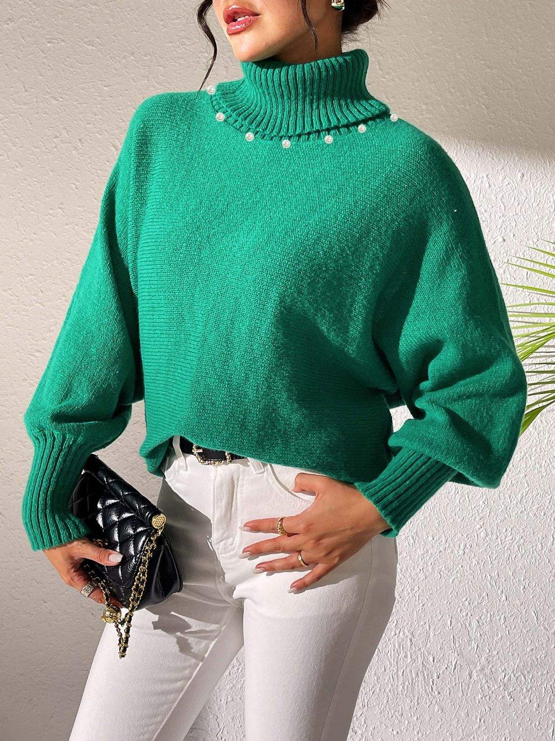 Turtleneck Long Sleeve Sweater - Trendsi - Flyclothing LLC