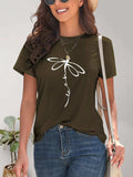 Dragonfly Graphic Round Neck Short Sleeve T-Shirt - Trendsi - Flyclothing LLC