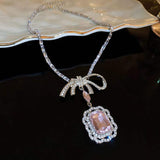 Alloy Crystal Geometric Pendant Necklace - Trendsi - Flyclothing LLC