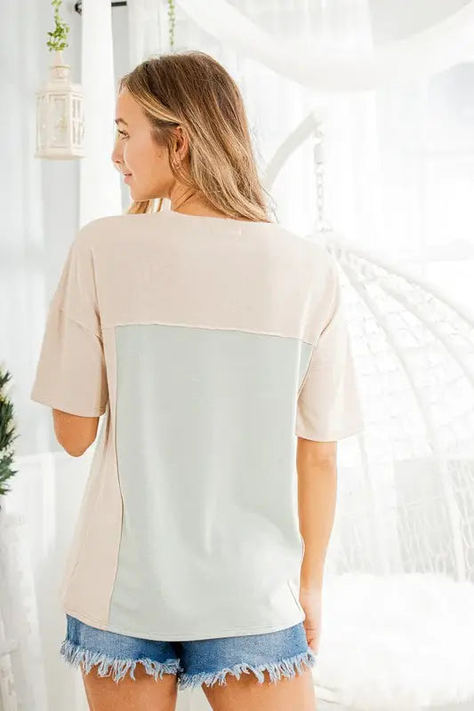 Heimish Full Size Contrast Round Neck Short Sleeve T-Shirt Plus Size - Trendsi - Flyclothing LLC