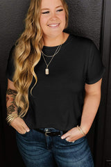 Full Size Round Neck Short Sleeve T-Shirt - Trendsi - Flyclothing LLC