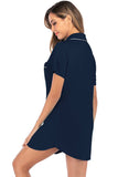 Contrast Piping Pocketed Short Sleeve Lounge Dress - Trendsi - Flyclothing LLC