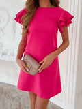 Ruffled Layered Short Sleeve Mini Dress - Trendsi