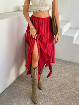 Devine Slit Drawstring Ruffled Skirt - Trendsi - Flyclothing LLC