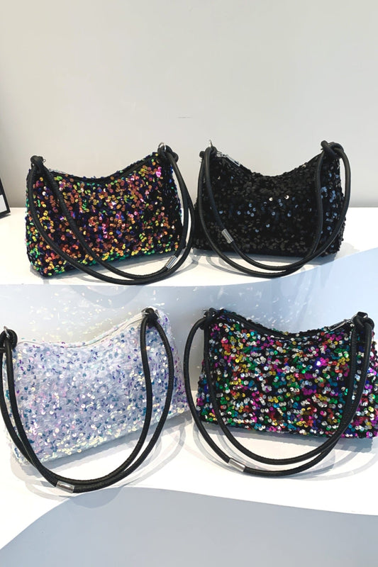 Sequin Double Strap Shoulder Bag - Trendsi