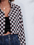 Button Down Printed Cropped Jacket - Trendsi - Flyclothing LLC