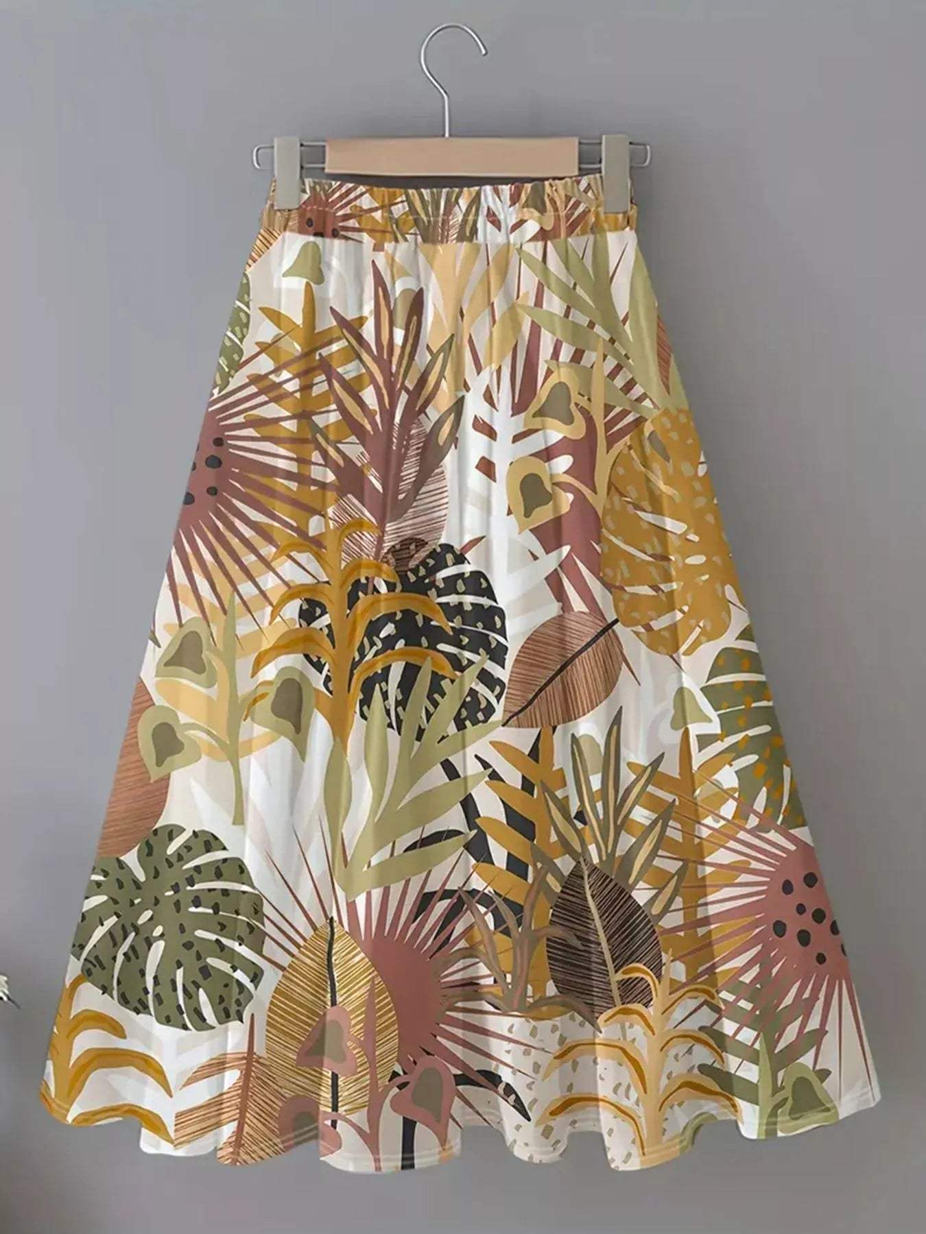 Printed Elastic Waist Skirt - Trendsi - Flyclothing LLC
