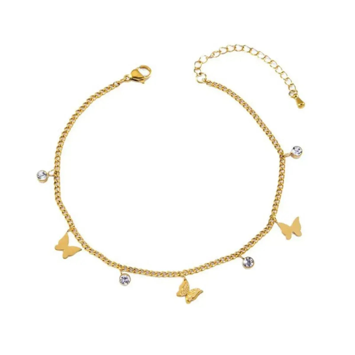 18K Gold-Plated Butterfly Charm Anklet Bracelets - Trendsi - Flyclothing LLC