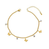 18K Gold-Plated Butterfly Charm Anklet Bracelets - Trendsi - Flyclothing LLC