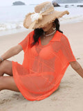 Hollow Out Collared Neck Cover-Up - Trendsi - Flyclothing LLC