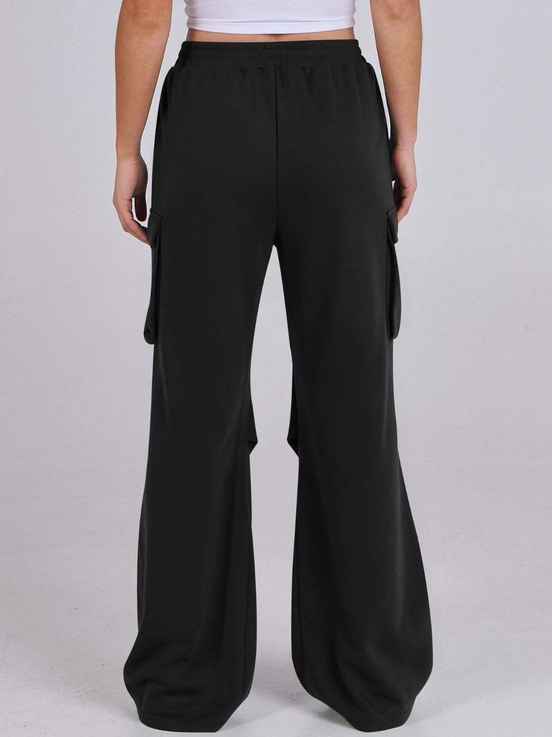 Elastic Waist Wide Leg Pants with Pockets - Trendsi - Flyclothing LLC